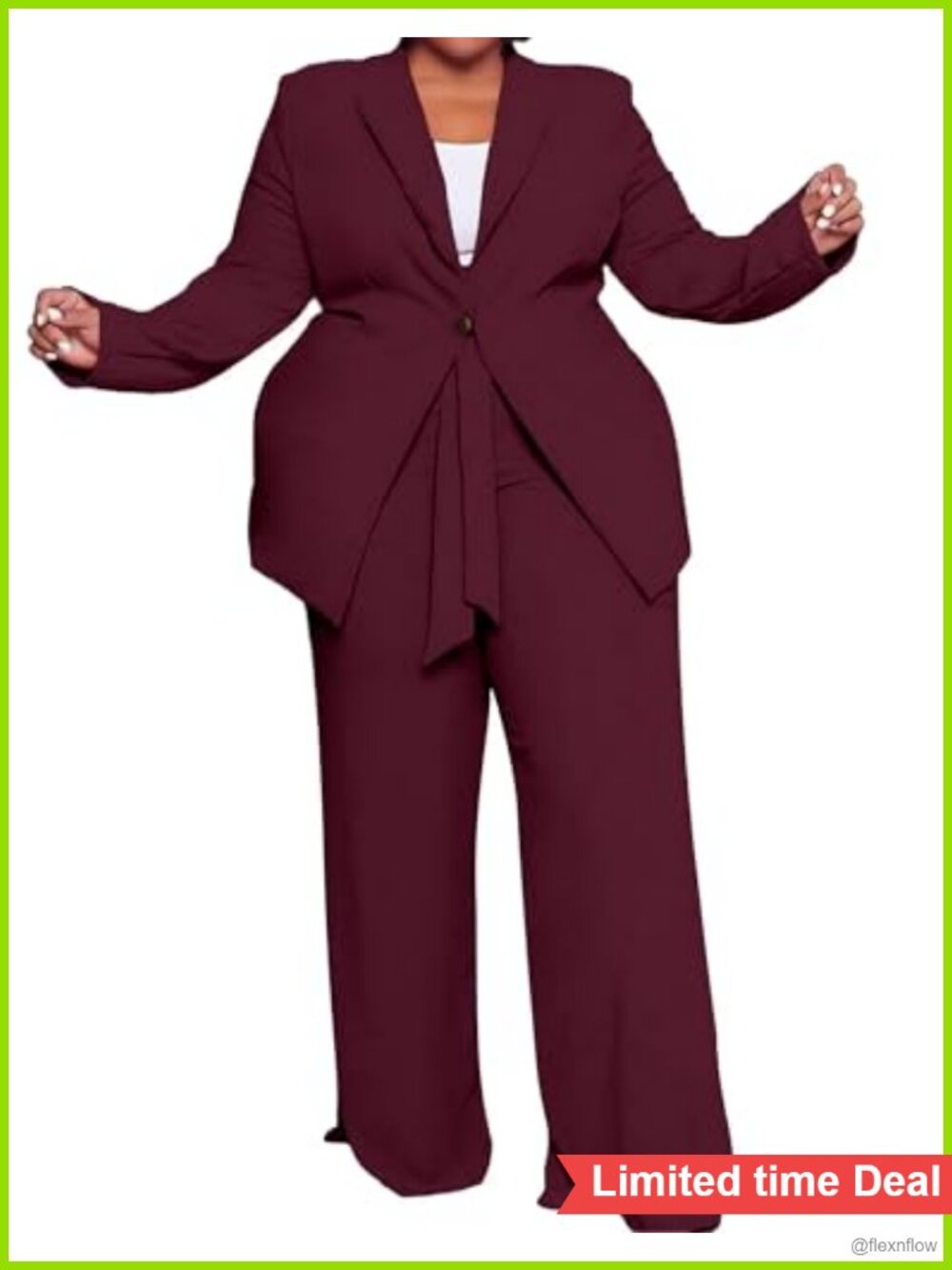 Women's Plus Size Pant Suit Set Blazer & Pants Business Casual Stretchy